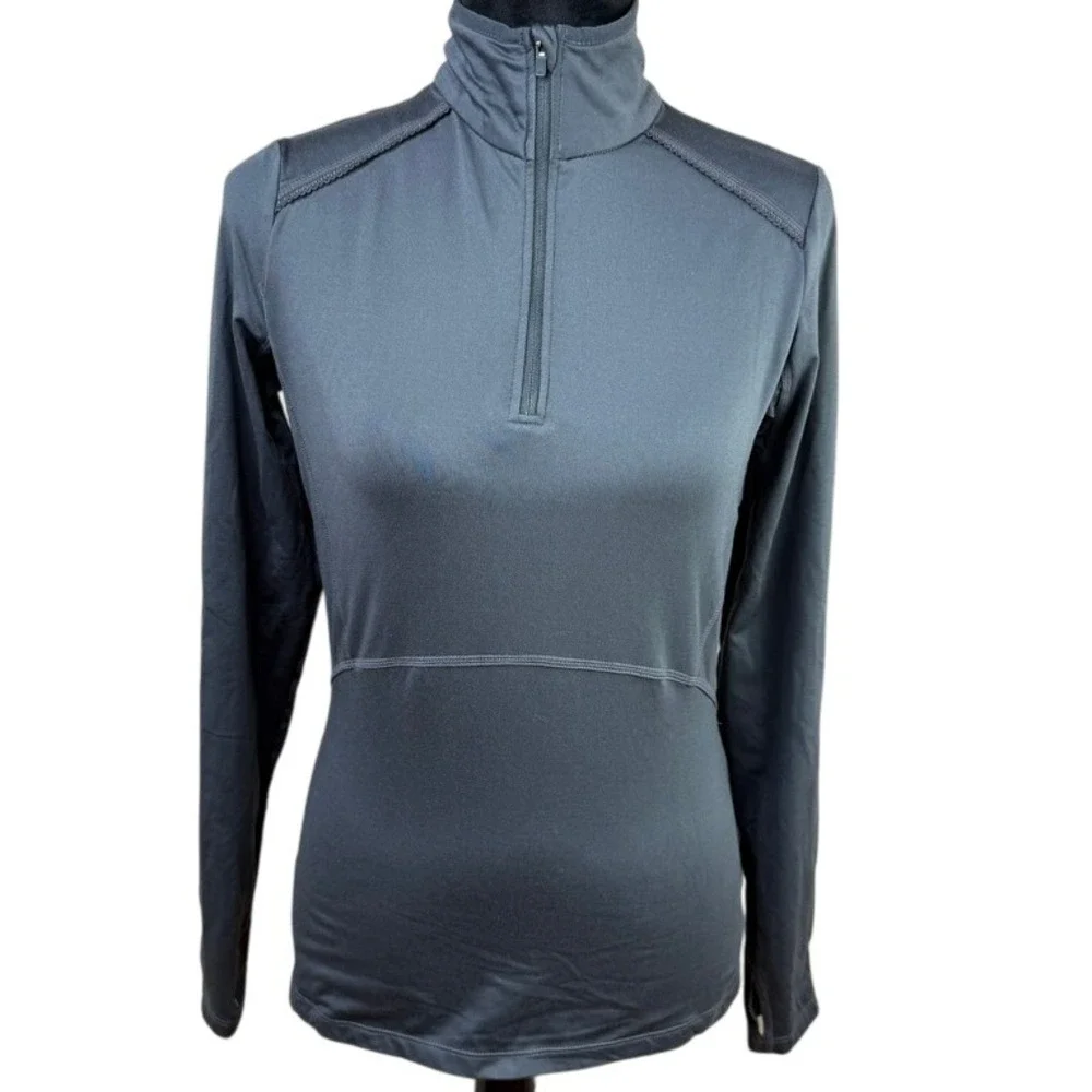 Athleta Quarter Mile 1/4 Zip Pullover Charcoal Gray Size Small - Picture 2 of 10